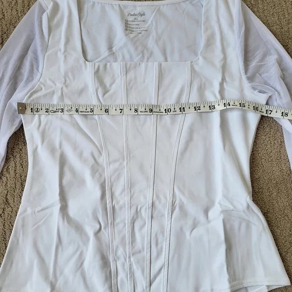 Women’s Long Sleeve White Square Neck Bodysuit – Size XL – NWT – PinkmStyle - Picture 7 of 11